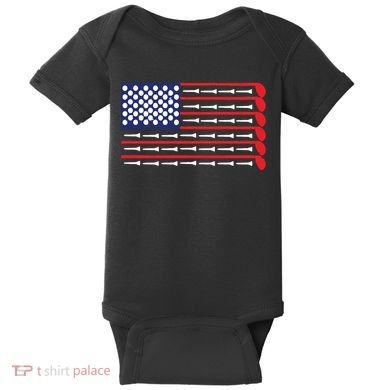 American Flag Golf Baby Bodysuit