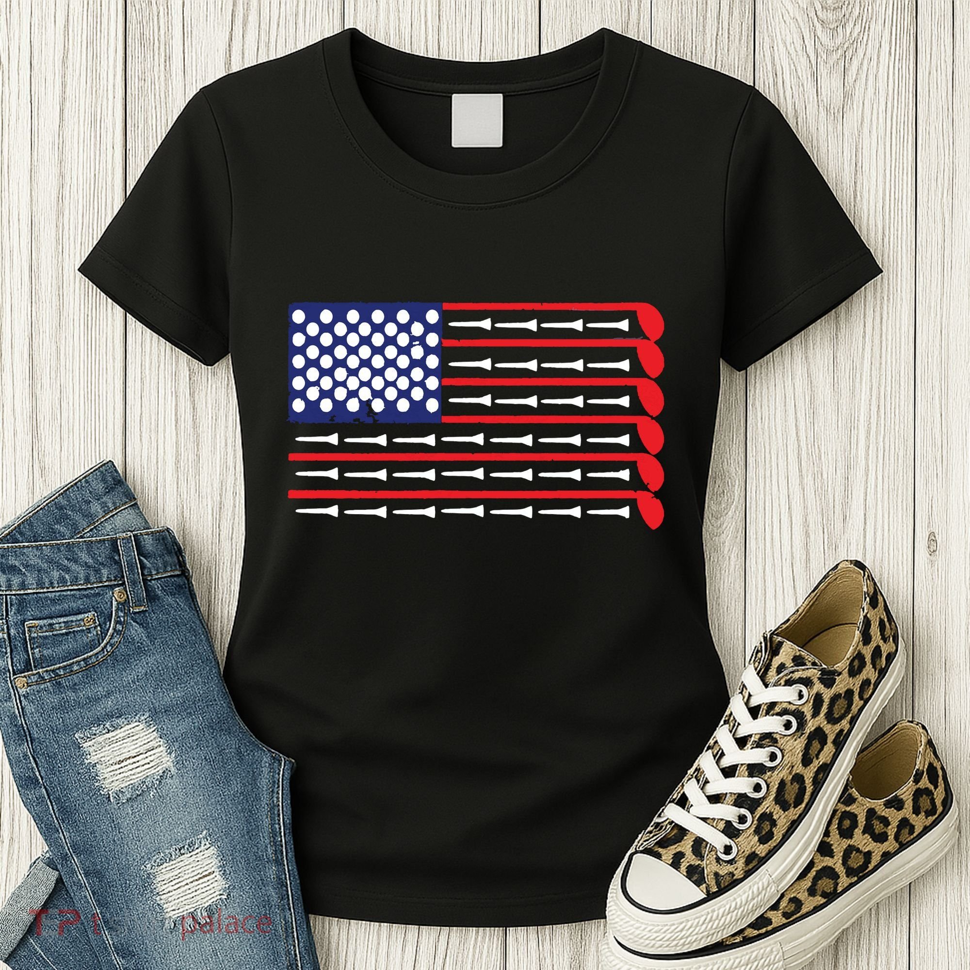 American Flag Golf Women's T-Shirt
