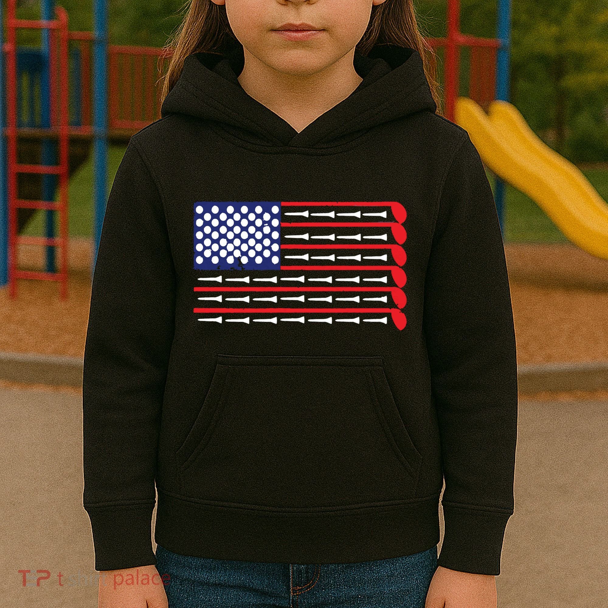 American Flag Golf Kids Hoodie