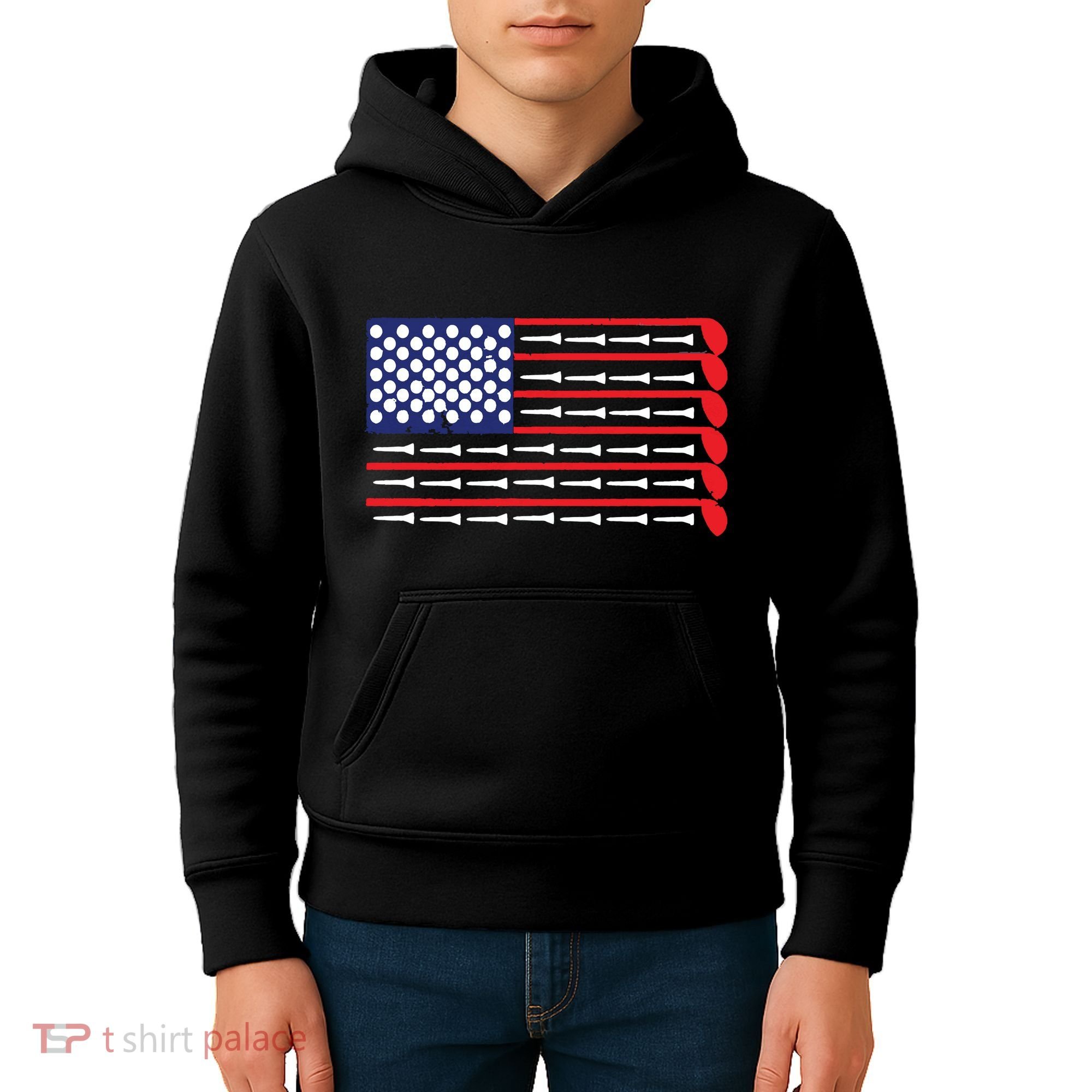 American Flag Golf Kids Hoodie