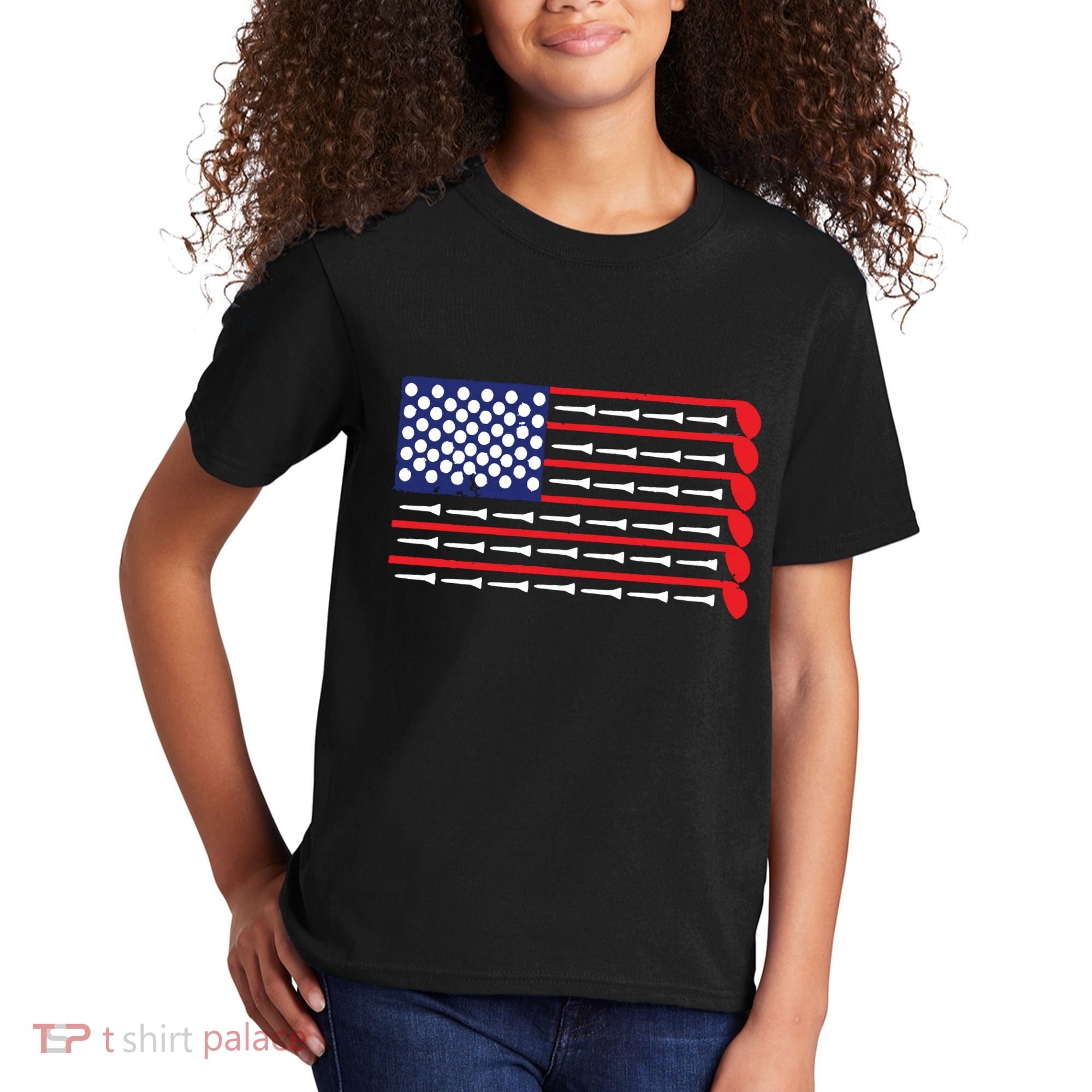 American Flag Golf Kids T-Shirt