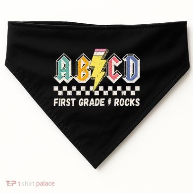 ABCD First Grade Rocks Pencil Lightning Teachers Rock USA-Made Doggie Bandana