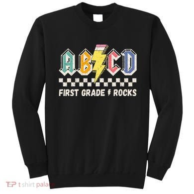 ABCD First Grade Rocks Pencil Lightning Teachers Rock Sweatshirt