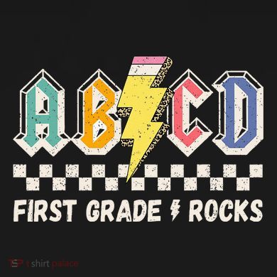 ABCD First Grade Rocks Pencil Lightning Teachers Rock Tall T-Shirt