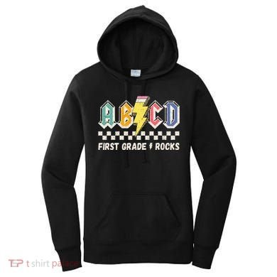 ABCD First Grade Rocks Pencil Lightning Teachers Rock Women's Hoodie