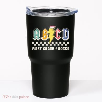 ABCD First Grade Rocks Pencil Lightning Teachers Rock Tumbler