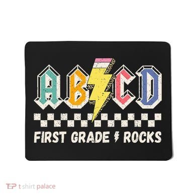 ABCD First Grade Rocks Pencil Lightning Teachers Rock Mousepad