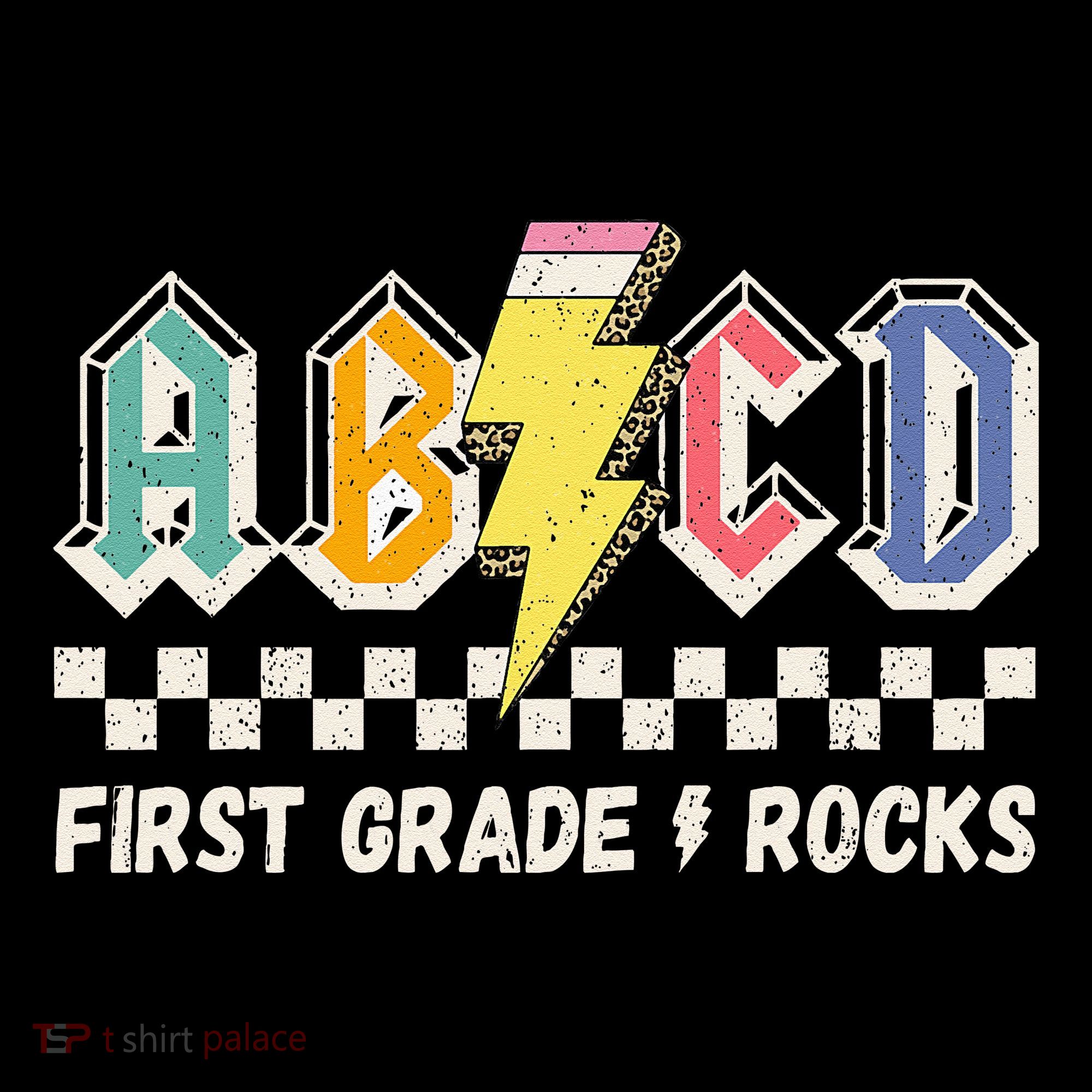 ABCD First Grade Rocks Pencil Lightning Teachers Rock Mousepad
