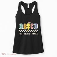 ABCD First Grade Rocks Pencil Lightning Teachers Rock Women's Tank Top thumb 0