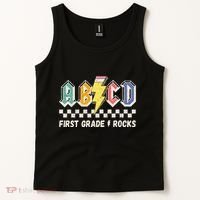 ABCD First Grade Rocks Pencil Lightning Teachers Rock Tank Top thumb 2