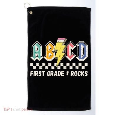 ABCD First Grade Rocks Pencil Lightning Teachers Rock Golf Towel