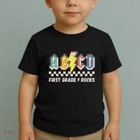 ABCD First Grade Rocks Pencil Lightning Teachers Rock Toddler T-Shirt thumb 2