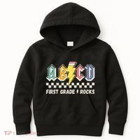ABCD First Grade Rocks Pencil Lightning Teachers Rock Kids Hoodie thumb 0