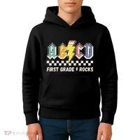ABCD First Grade Rocks Pencil Lightning Teachers Rock Kids Hoodie thumb 4