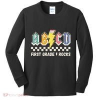 ABCD First Grade Rocks Pencil Lightning Teachers Rock Kids Long Sleeve Shirt thumb 0
