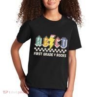 ABCD First Grade Rocks Pencil Lightning Teachers Rock Kids T-Shirt thumb 2