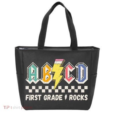 ABCD First Grade Rocks Pencil Lightning Teachers Rock Tote Bag