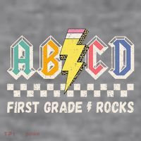 ABCD First Grade Rocks Pencil Lightning Teachers Rock Women's Racerback Cropped Tank thumb 2