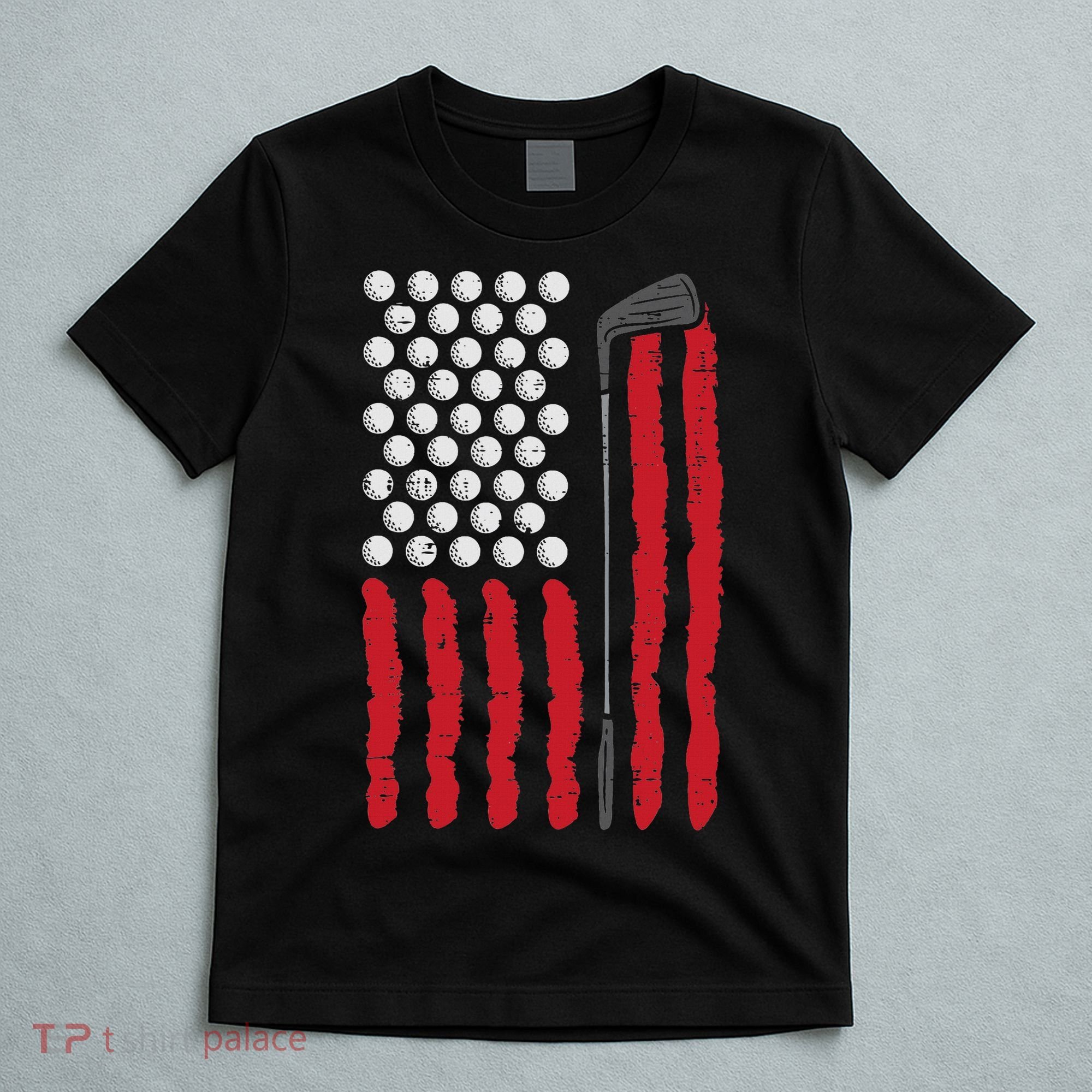 American Flag Golf Balls And Club Vintage Golfing Golfer T-Shirt