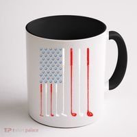 American Flag Golf Clubs Gift Coffee Mug thumb 1