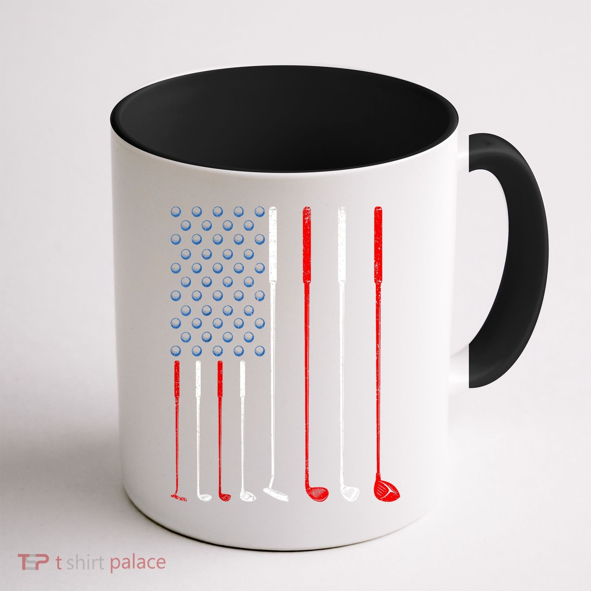 American Flag Golf Clubs Gift Coffee Mug
