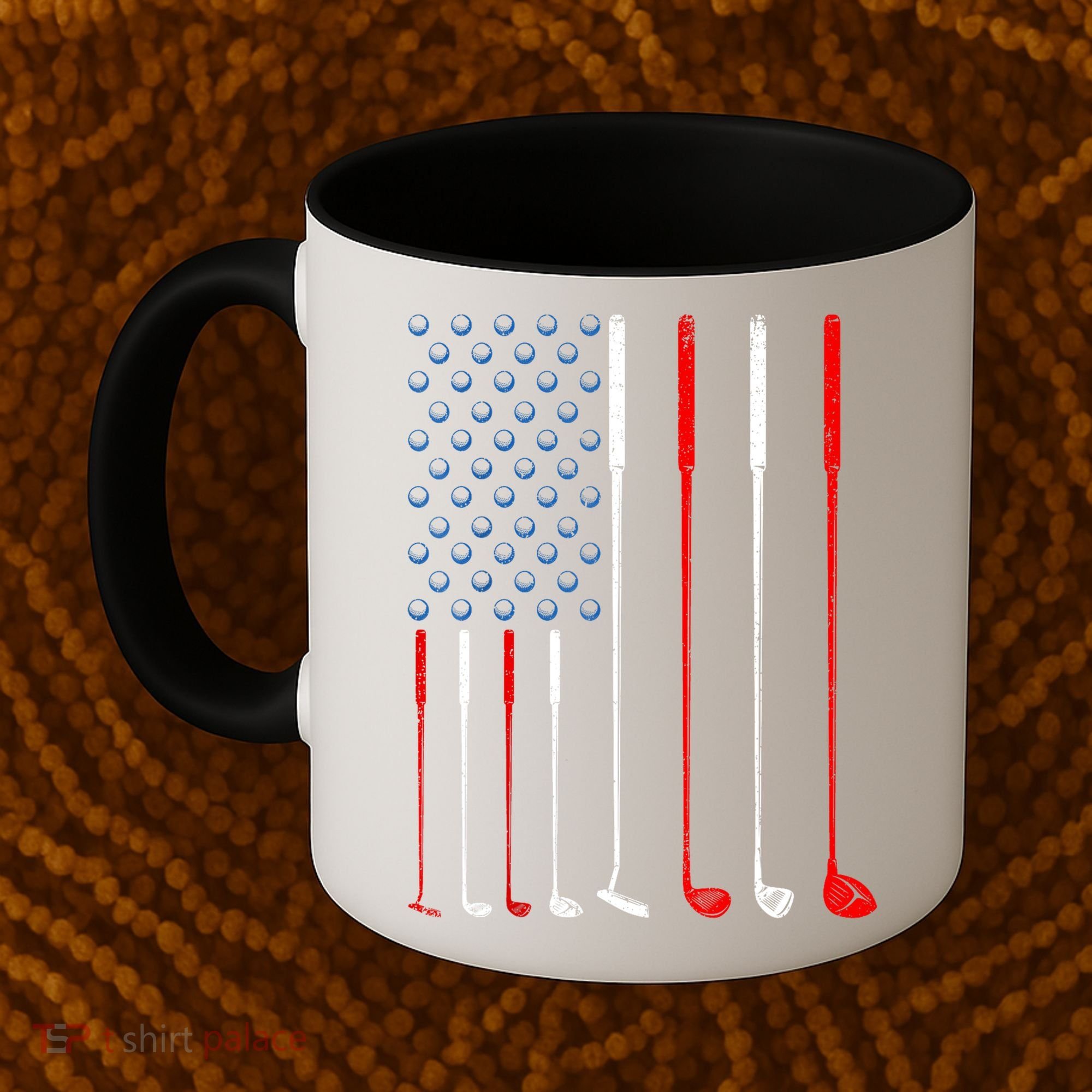 American Flag Golf Clubs Gift Coffee Mug