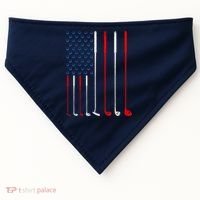 American Flag Golf Clubs Gift USA-Made Doggie Bandana thumb 0