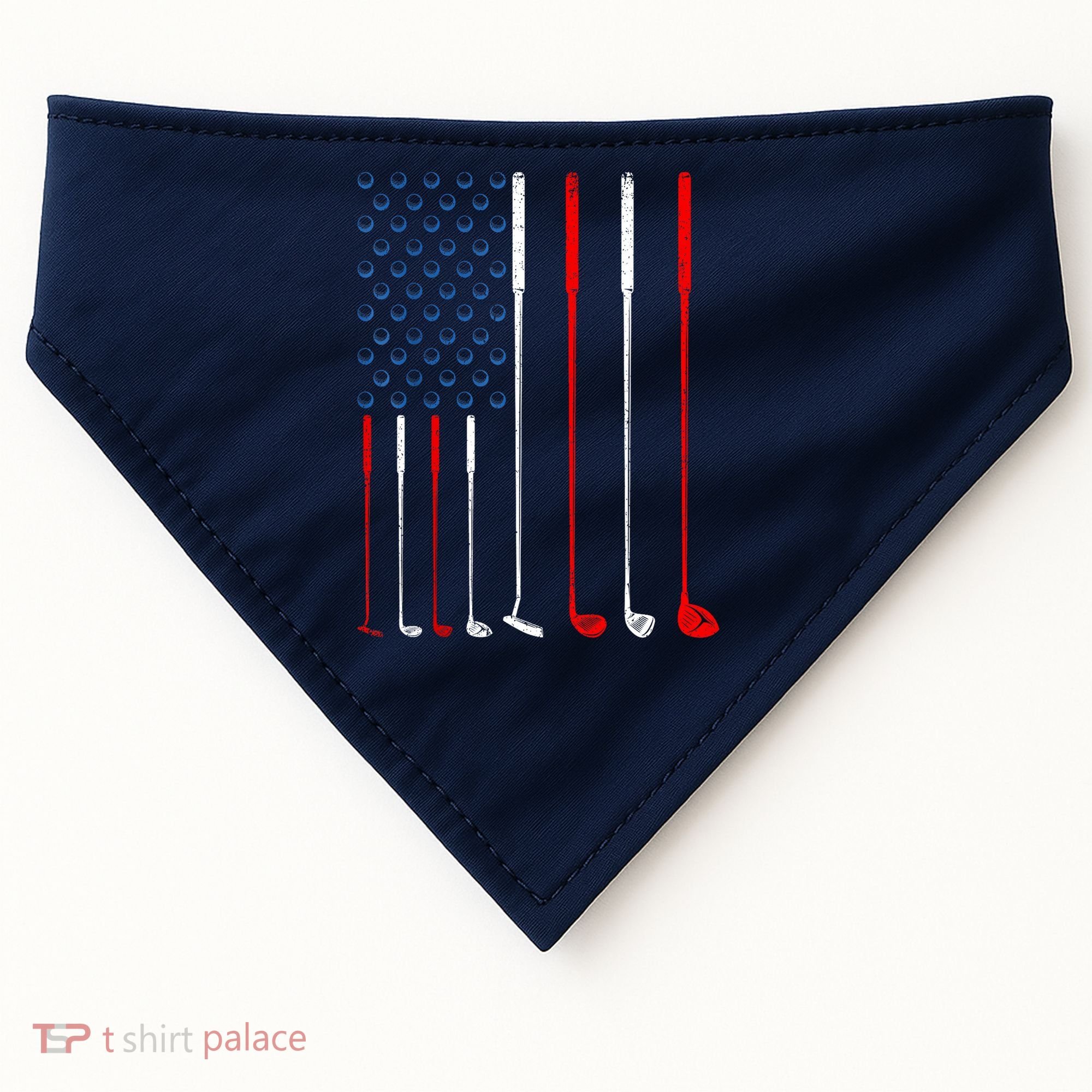 American Flag Golf Clubs Gift USA-Made Doggie Bandana