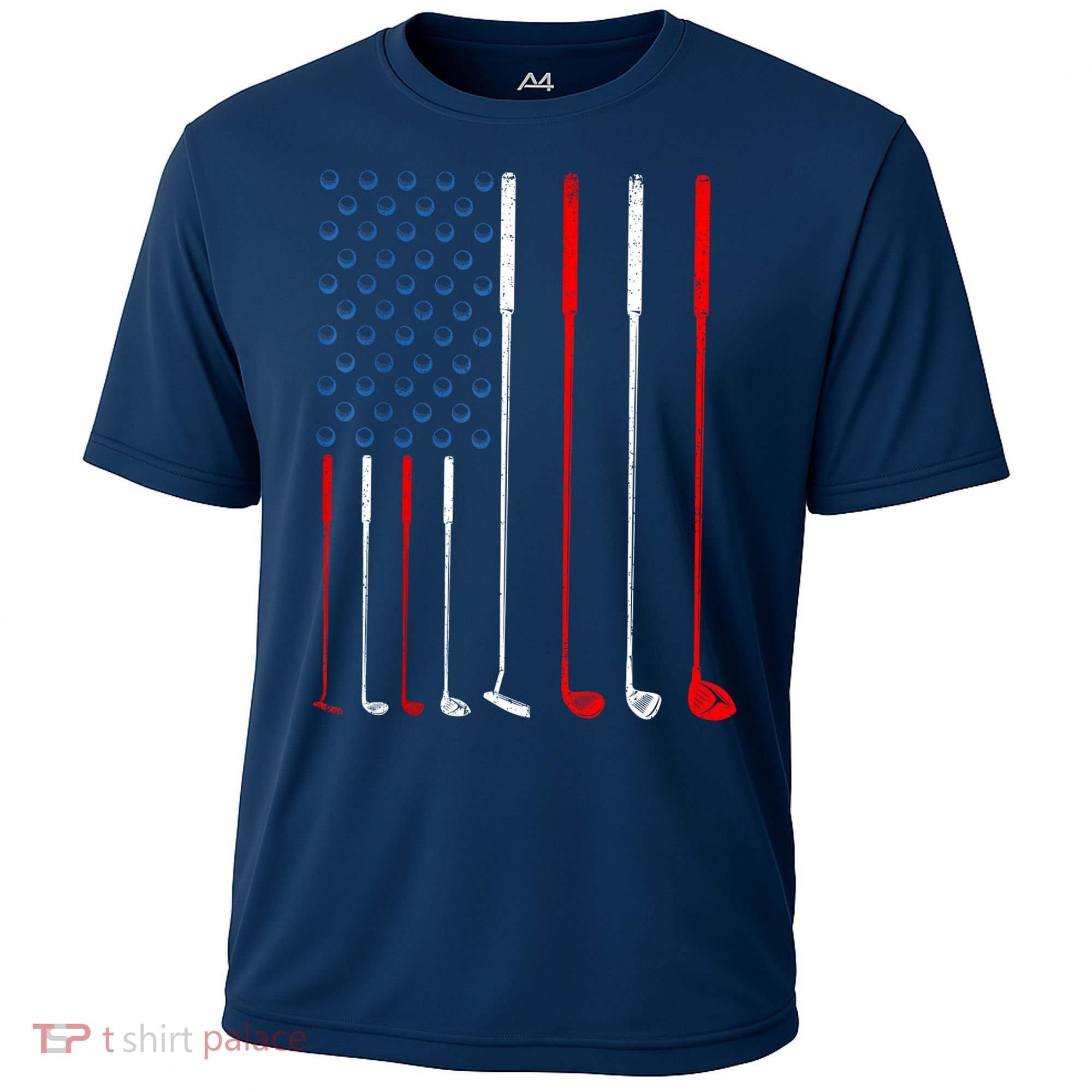 American Flag Golf Clubs Gift Cooling Performance Crew T-Shirt