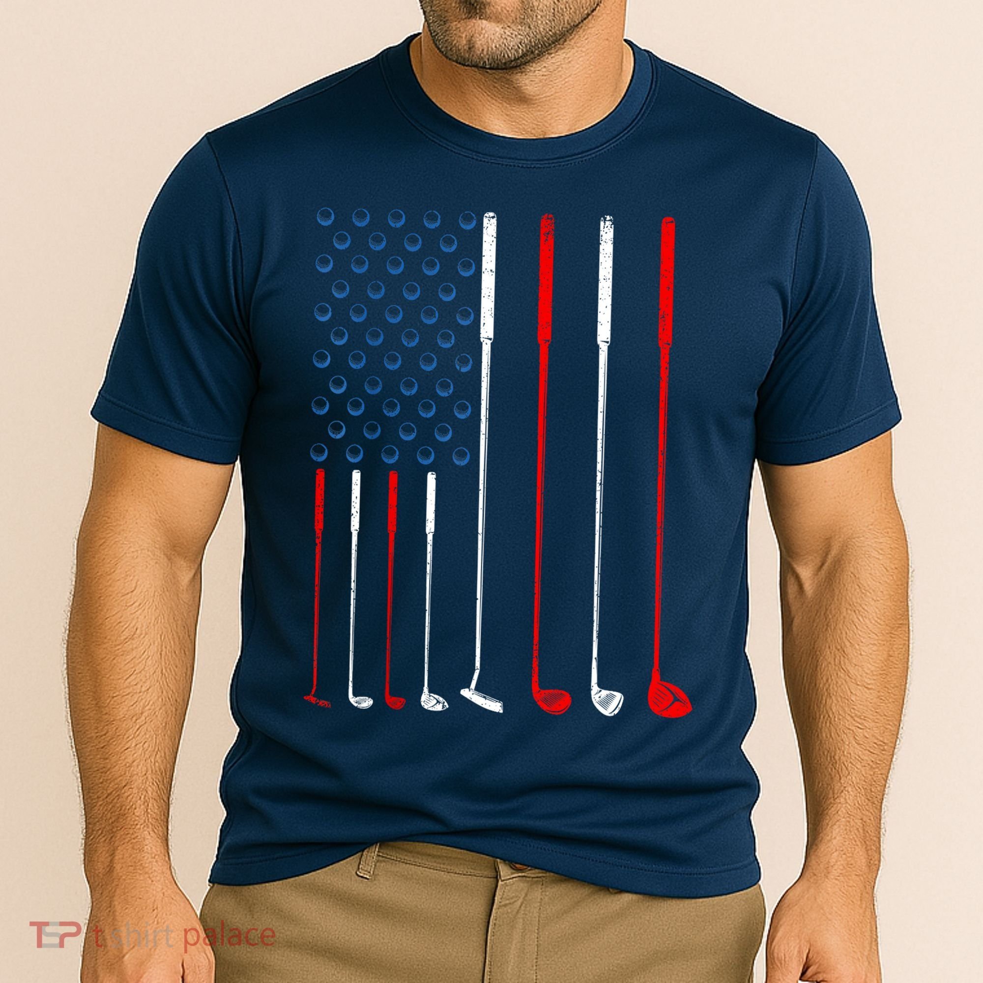 American Flag Golf Clubs Gift Cooling Performance Crew T-Shirt
