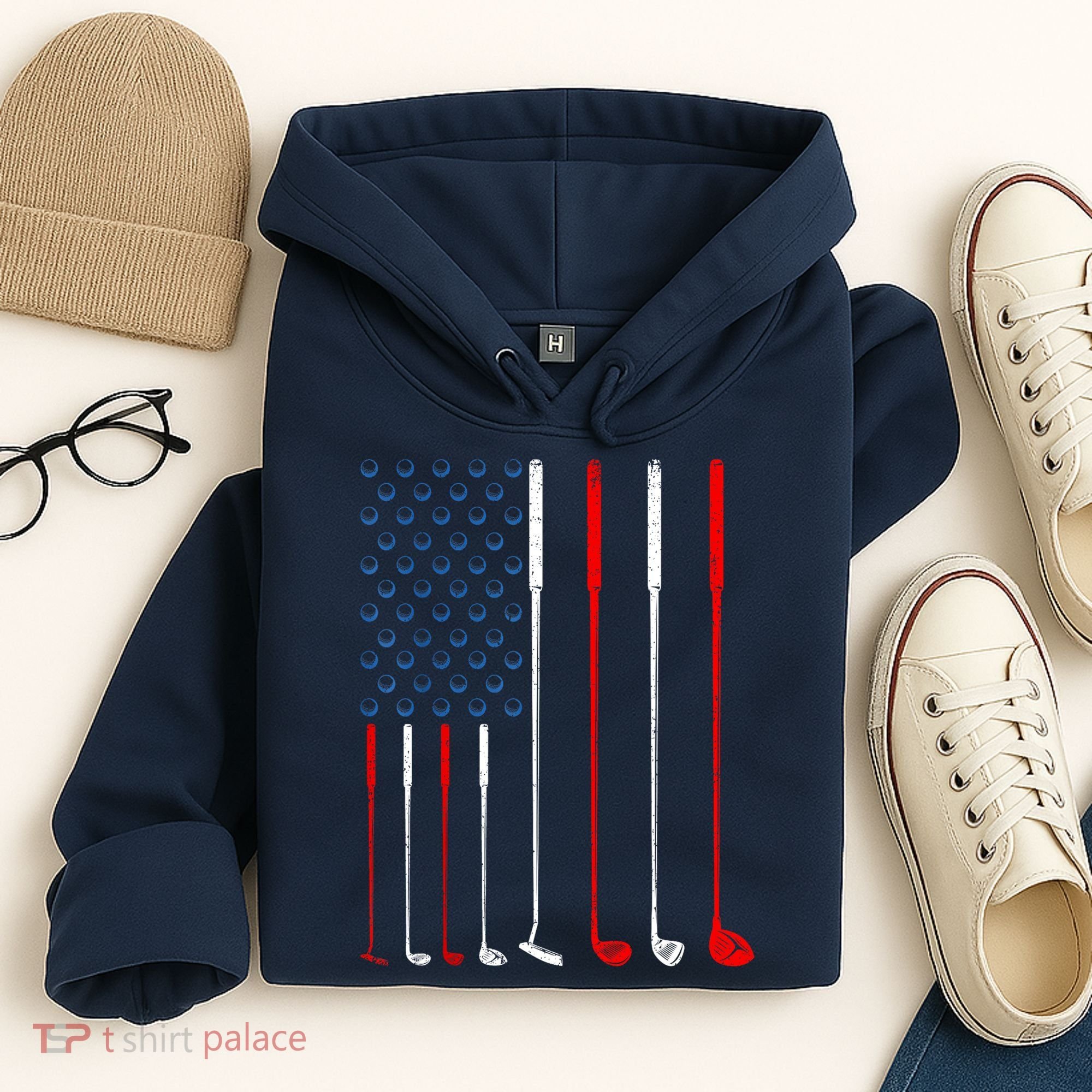 American Flag Golf Clubs Gift Hoodie