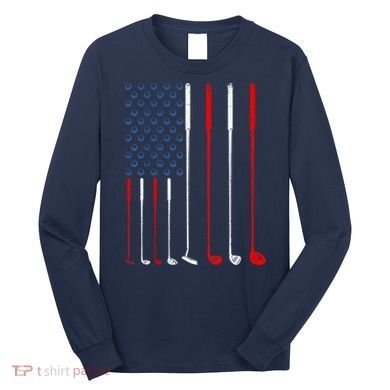 American Flag Golf Clubs Gift Long Sleeve Shirt