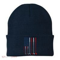 American Flag Golf Clubs Gift Beanie thumb 0