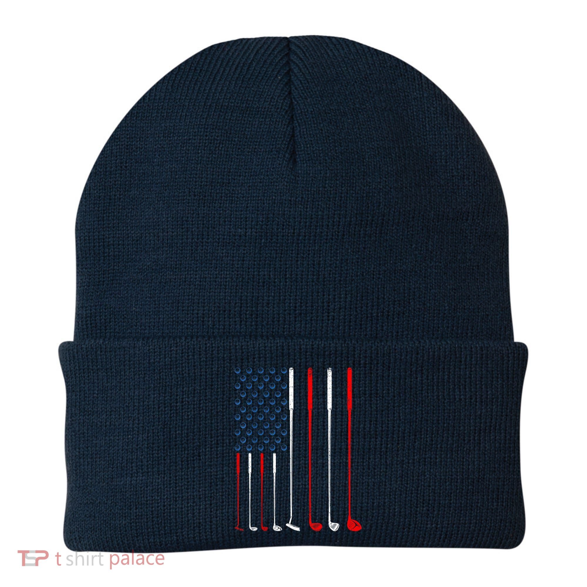 American Flag Golf Clubs Gift Beanie