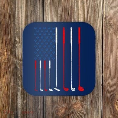 American Flag Golf Clubs Gift Coaster