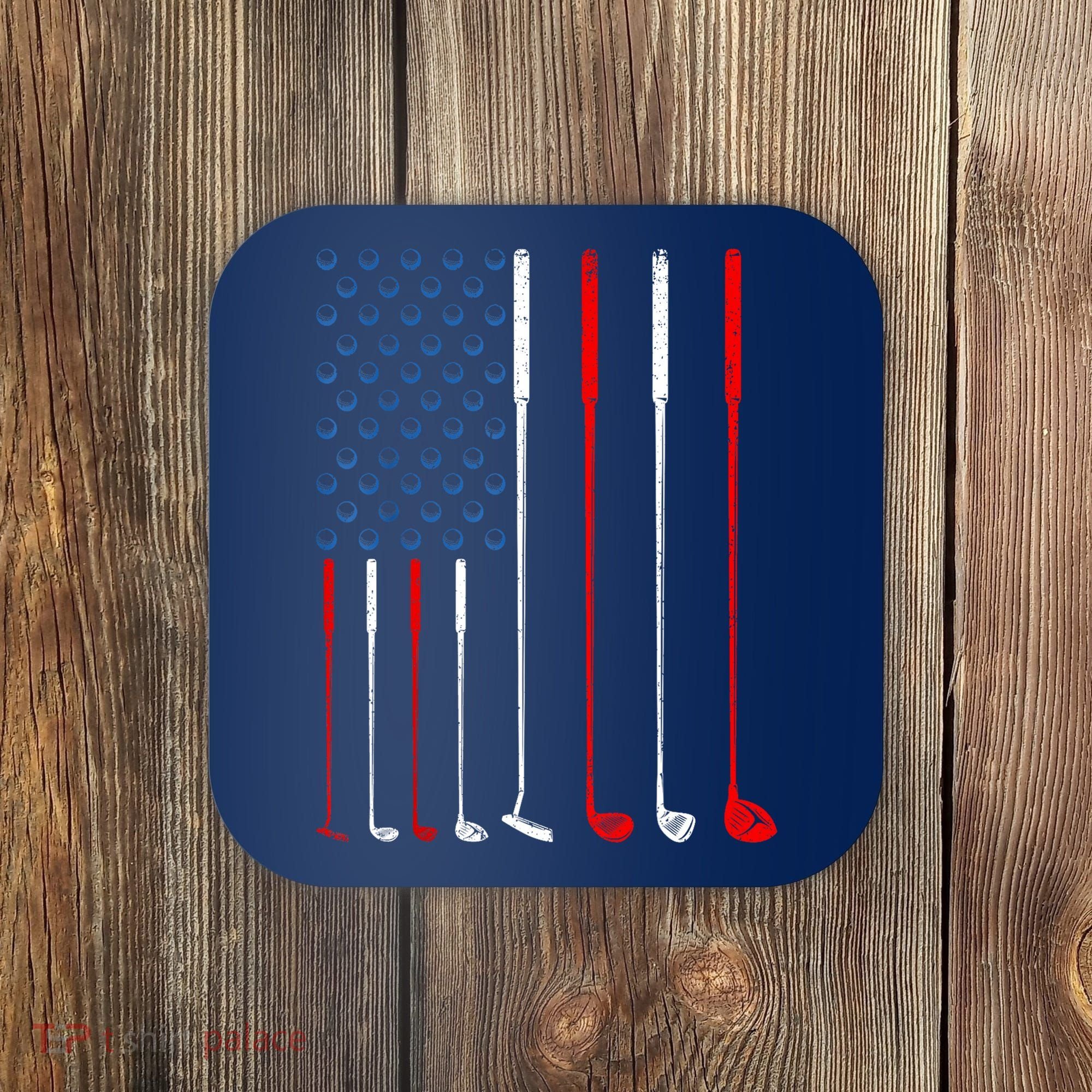 American Flag Golf Clubs Gift Coaster