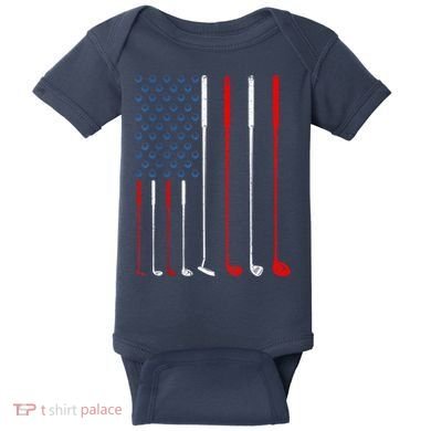 American Flag Golf Clubs Gift Baby Bodysuit