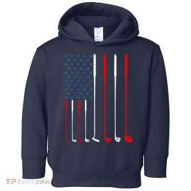 American Flag Golf Clubs Gift Toddler Hoodie
