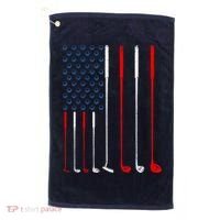 American Flag Golf Clubs Gift Golf Towel thumb 0