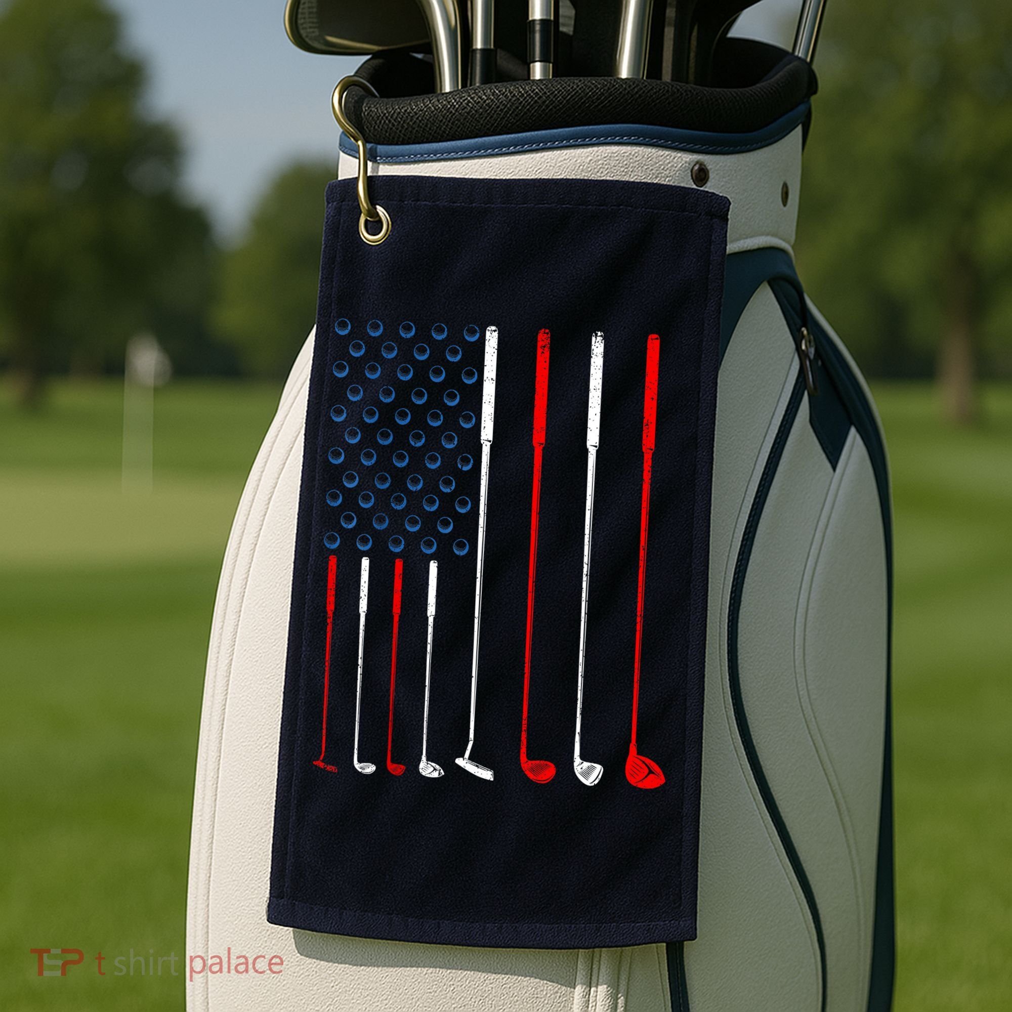 American Flag Golf Clubs Gift Golf Towel
