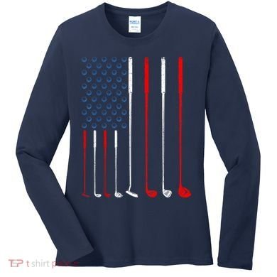 American Flag Golf Clubs Gift Women's Long Sleeve Shirt