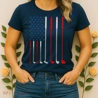 American Flag Golf Clubs Gift Women's T-Shirt thumb 2