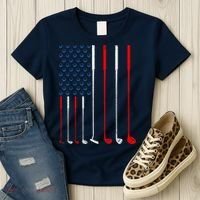 American Flag Golf Clubs Gift Women's T-Shirt thumb 3