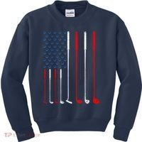 American Flag Golf Clubs Gift Kids Sweatshirt thumb 0