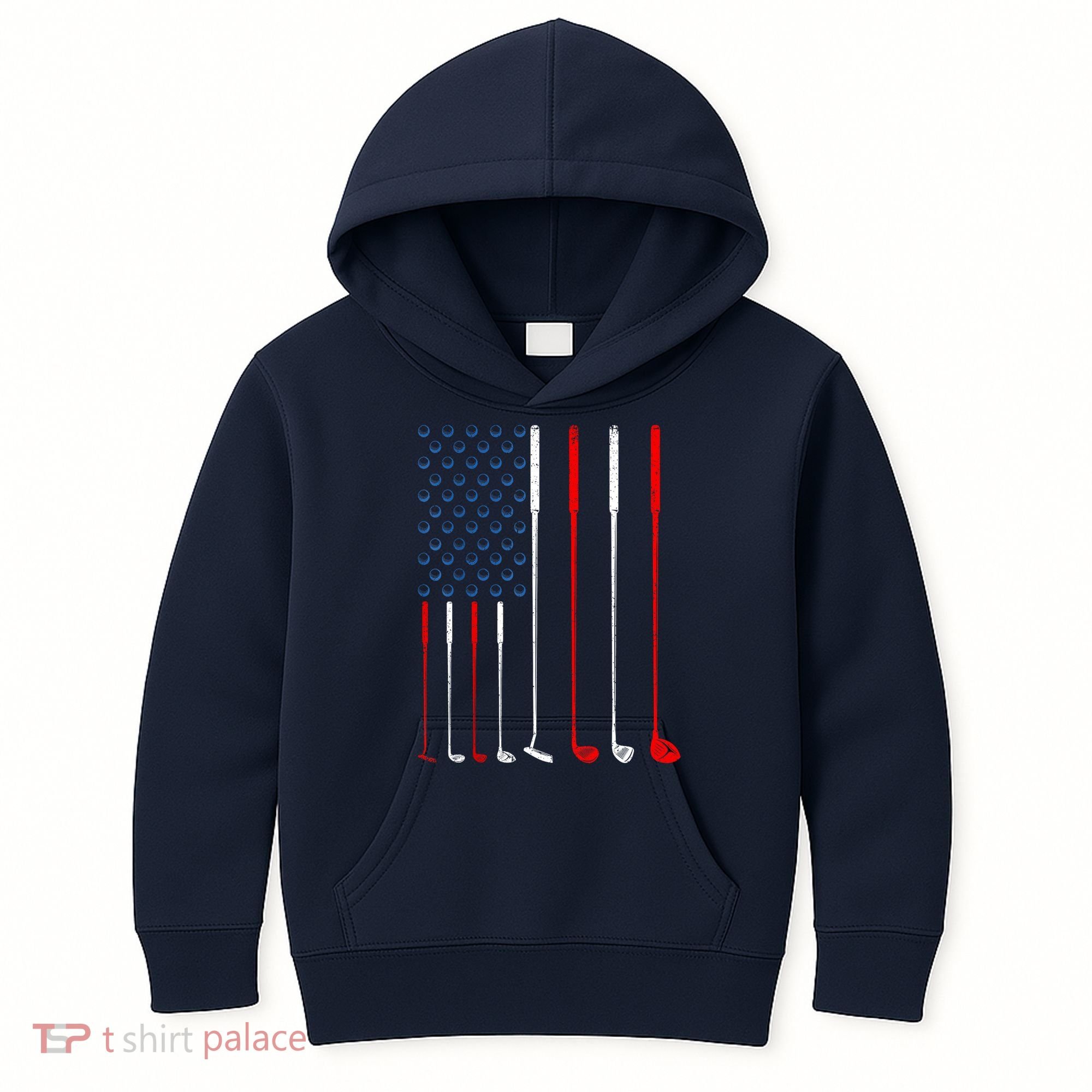 American Flag Golf Clubs Gift Kids Hoodie