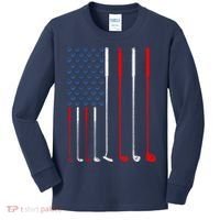 American Flag Golf Clubs Gift Kids Long Sleeve Shirt thumb 0