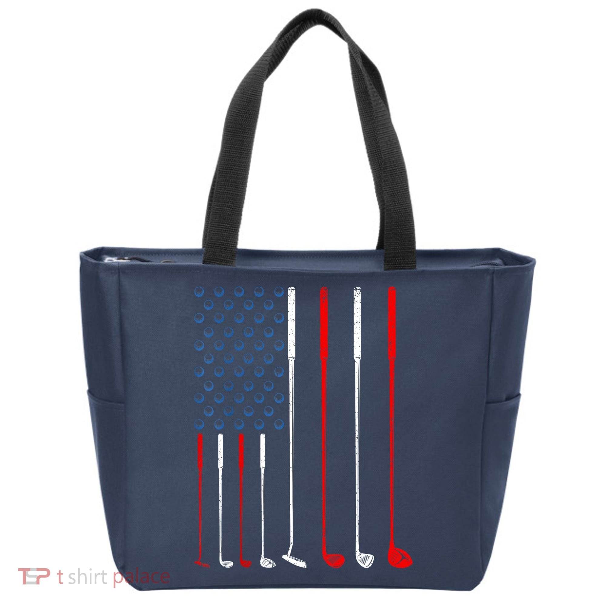 American Flag Golf Clubs Gift Tote Bag