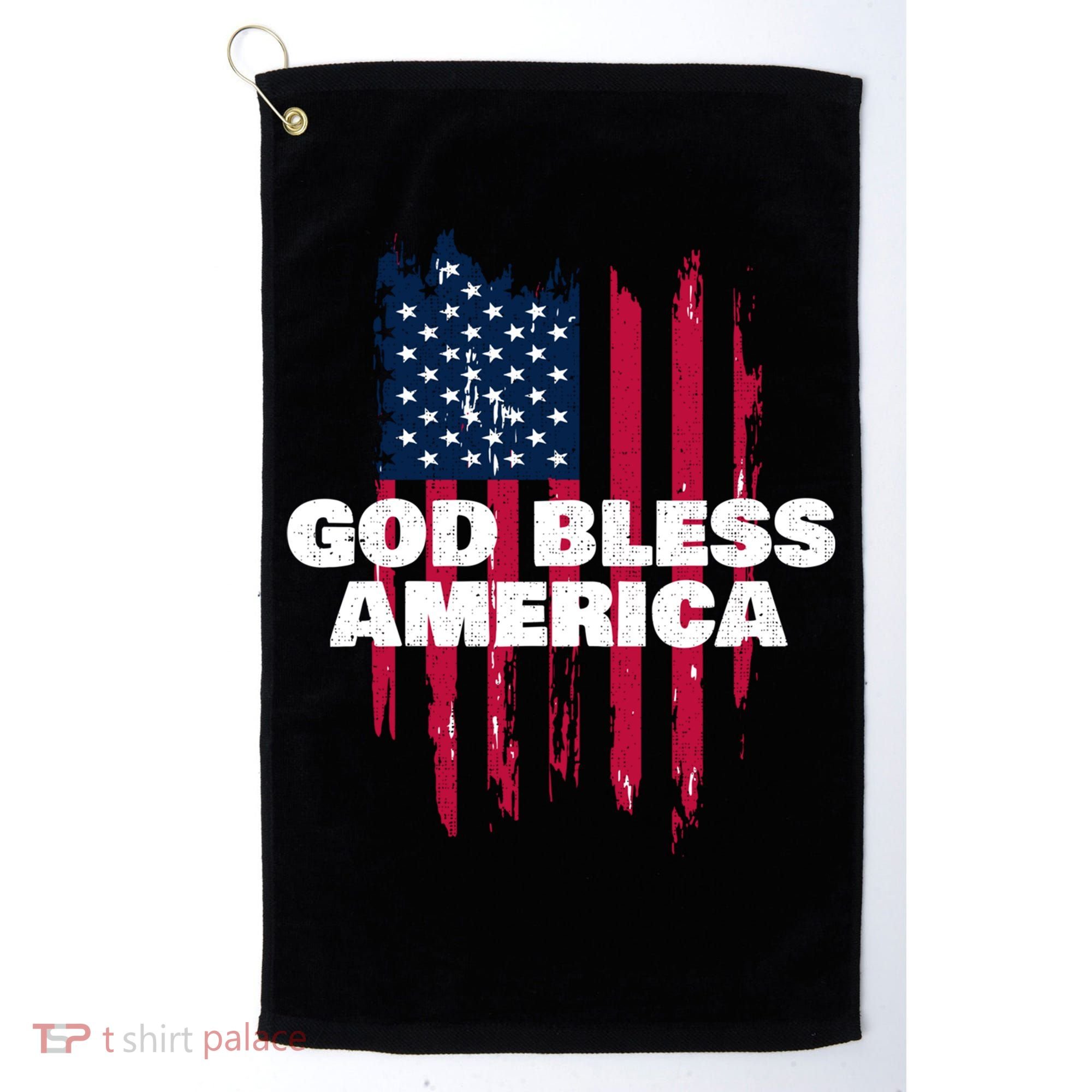 American Flag God Bless America Patriotic Gift Golf Towel