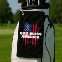 American Flag God Bless America Patriotic Gift Golf Towel thumb 2