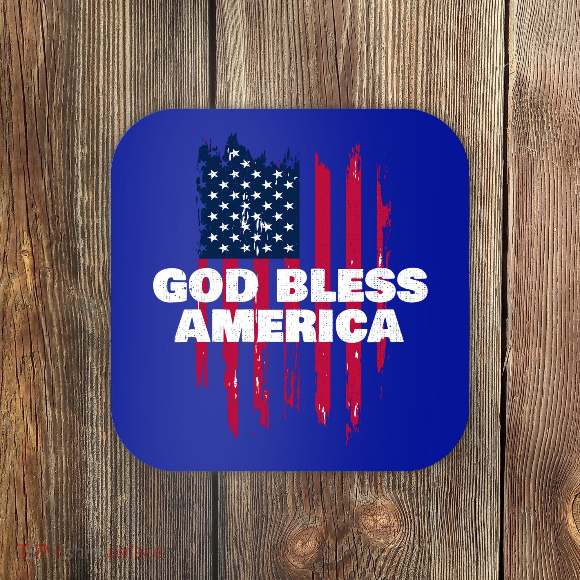 American Flag God Bless America Patriotic Gift Coaster